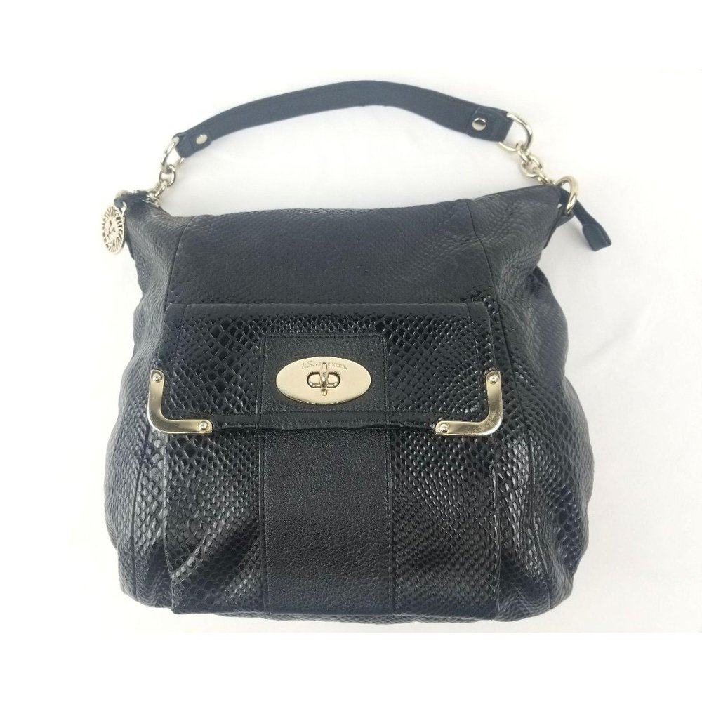 Anne Klein Women's Black Shoulder Purse Faux Snake